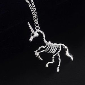 NWT Silver Unicorn Skeleton Pendant